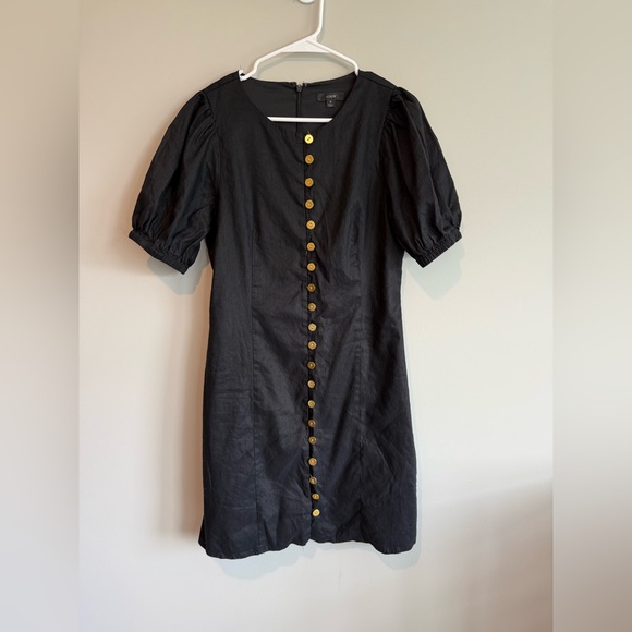 J. Crew Black and Gold Puff Sleeve Sheath Dress - Picture 3 of 10